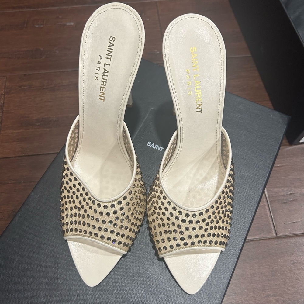 Yves Saint Laurent blonde mules